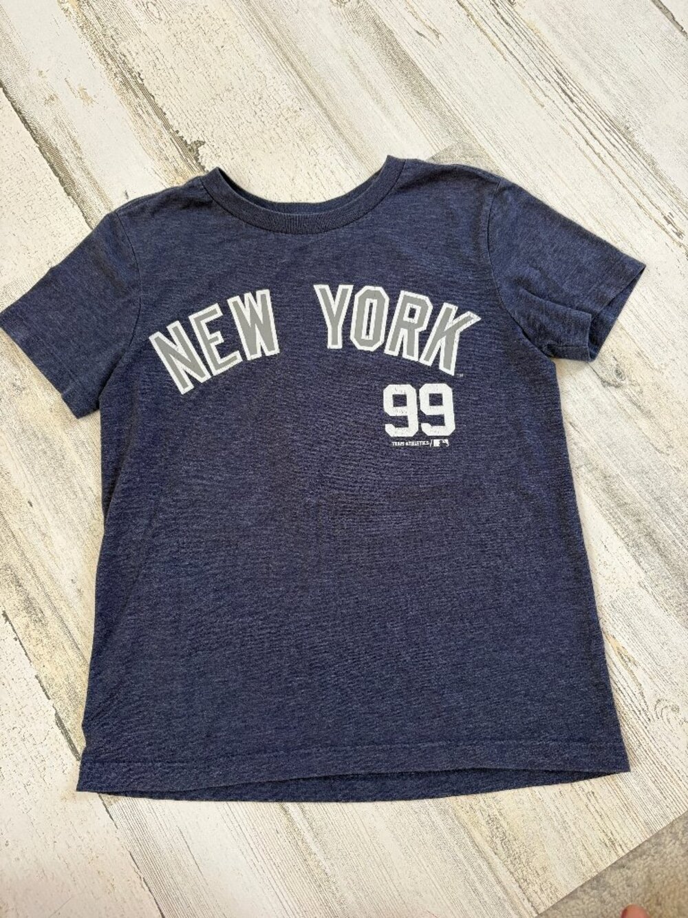 New York Yankees Boys Size 6/7 Aaron Judge SS Tee #99 Heather Blue